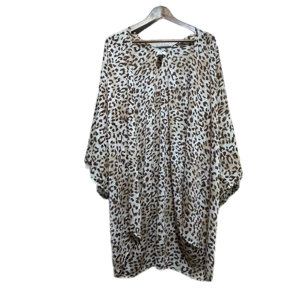 Aerie Leopard Print Kimono Women One Size Brown Excellent Animal Wrap Coverup - Picture 1 of 6